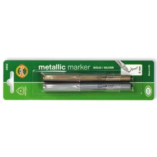 Picture of Metallic Markers 2Mm 2Pc Gold And Silver 